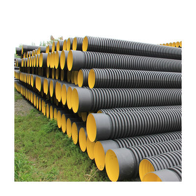 Черный дренаж HDPE SN8 6M рифленый пускает усиленное стальное по трубам